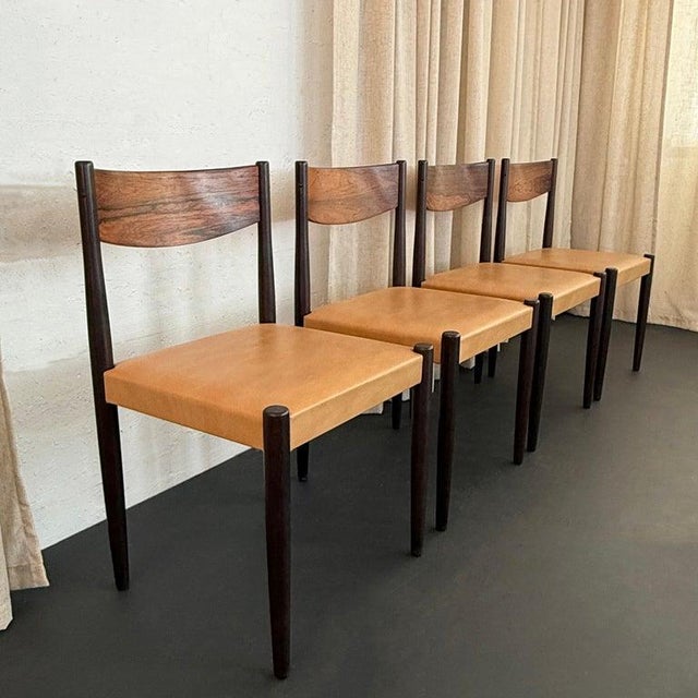 Wood Set of Four Scandinavian Modern Rosewood Dining Chairs by Poul Volther For Sale - Image 7 of 9