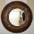 Cabin 1990s Arts and Crafts Style Rustic Round Fiberglass Beveled Wall Mirror Bronze Brown Finish For Sale - Image 3 of 12