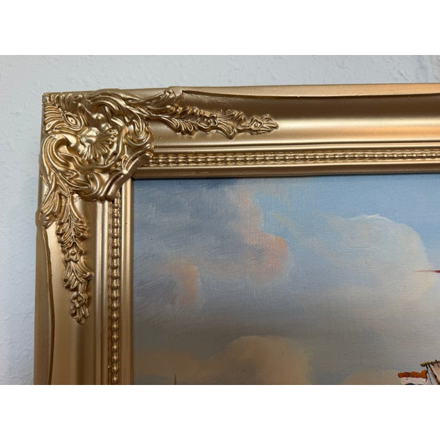 2020s Original Oil Painting Sailing Boat Harbor Storm Seascape Nautical Art Framed For Sale - Image 5 of 9