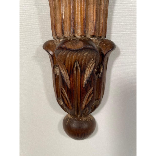 Wood 1950s Vintage Italian Wooden Wall Shelf Brackets - A Pair For Sale - Image 7 of 12