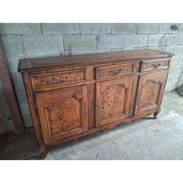 Large Louis XV Style Sideboard in Oak and Burl Wood For Sale - Image 5 of 8