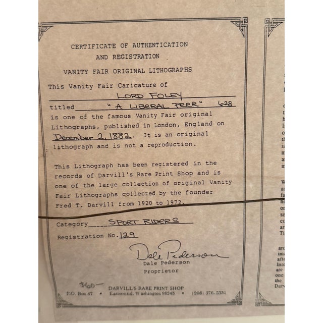 Paper A Liberal Peer | Caricature of Henry Foley, 5th Baron Foley | Vanity Fair Print | 1882 For Sale - Image 7 of 16