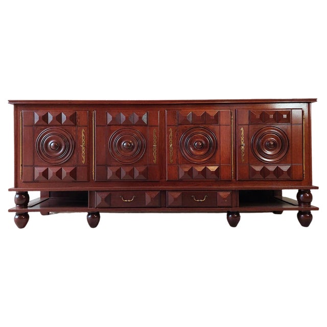 Walnut Sideboard attributed to Charles Dudouyt, 1940s For Sale
