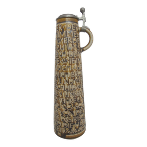 Reinhold Merkelbach German Lords Prayer 13 1/2" Tall Pottery & Pewter Beer Stein