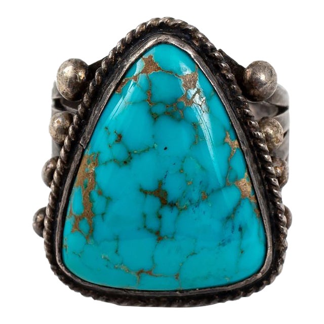 Native American Navajo Silver Turquoise Ring For Sale