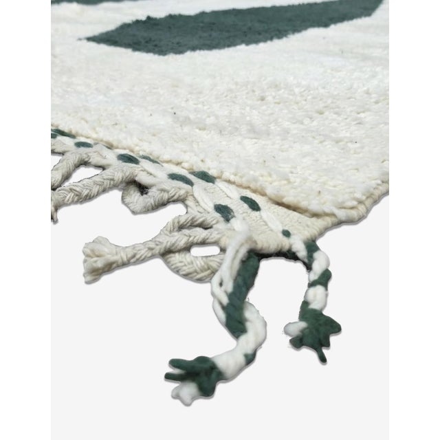 Contemporary Ivory & Green Teal Abstract Wool Rug - 10.3 X 8.2 Ft For Sale - Image 3 of 6