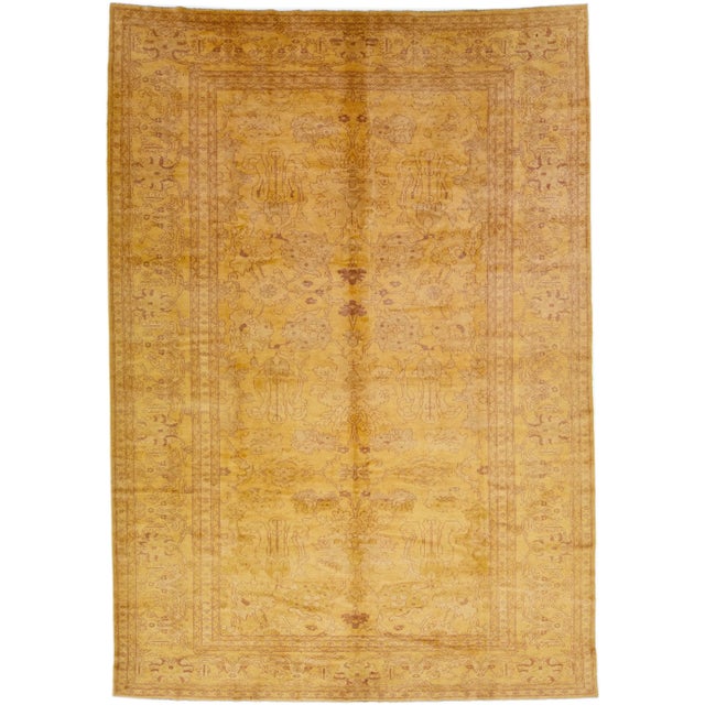 Textile 1960s Indian Vintage Wool Rug With Allover Floral Design in Goldenrod For Sale - Image 7 of 7