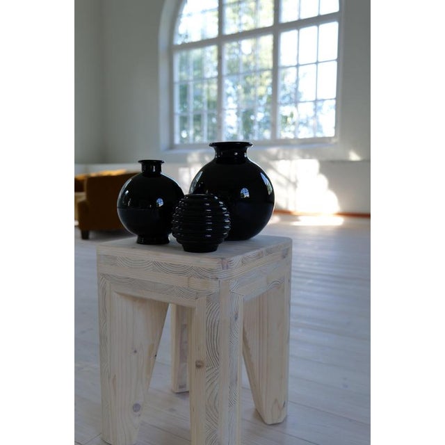 Art Deco Black Vases by Harald Notini for Pukeberg, Sweden 1930s, Set of 3 For Sale - Image 6 of 14