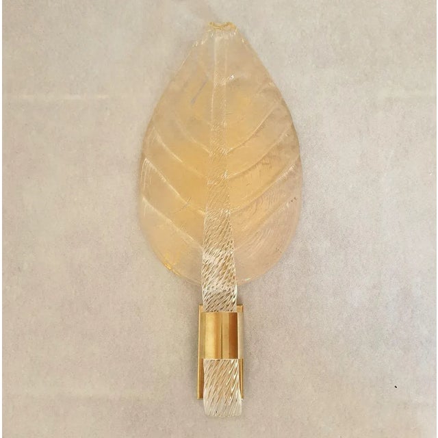 Pair of Leaves Gold Murano Glass Sconces 1970s For Sale In Dallas - Image 6 of 10