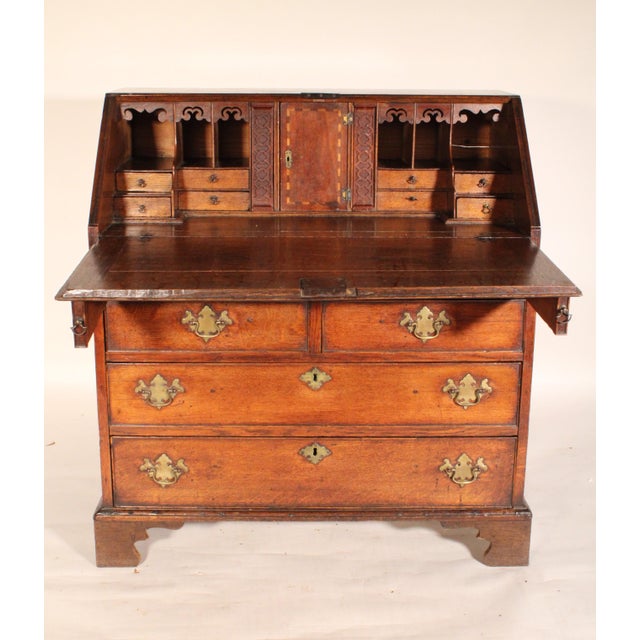 George III Oak Slant Top Desk For Sale - Image 4 of 15