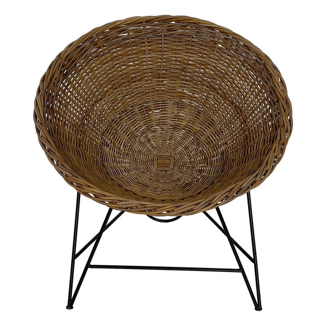 Vintage Cone Wicker Chair, 1960s For Sale