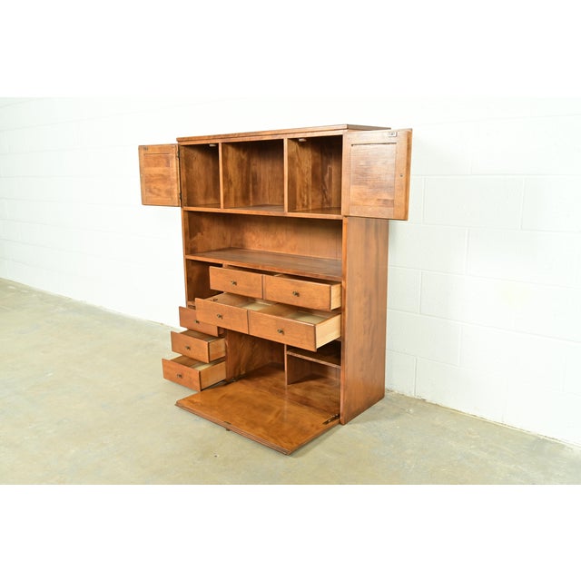 Ethan Allen American Colonial Solid Maple Secretary Desk Hutch Top or Wall Unit, Circa 1970s For Sale In South Bend - Image 6 of 16