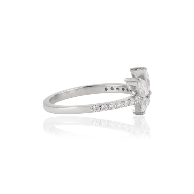 Silver Four Stone Marquise Cut Moissanite Butterfly Cocktail Ring in 925 Silver Size 6 For Sale - Image 8 of 15