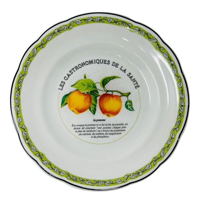 Gien Rare 1990s Gien France "Les Gastronomiques De La Santé" Fruit Plates - Set of 4 For Sale - Image 4 of 10