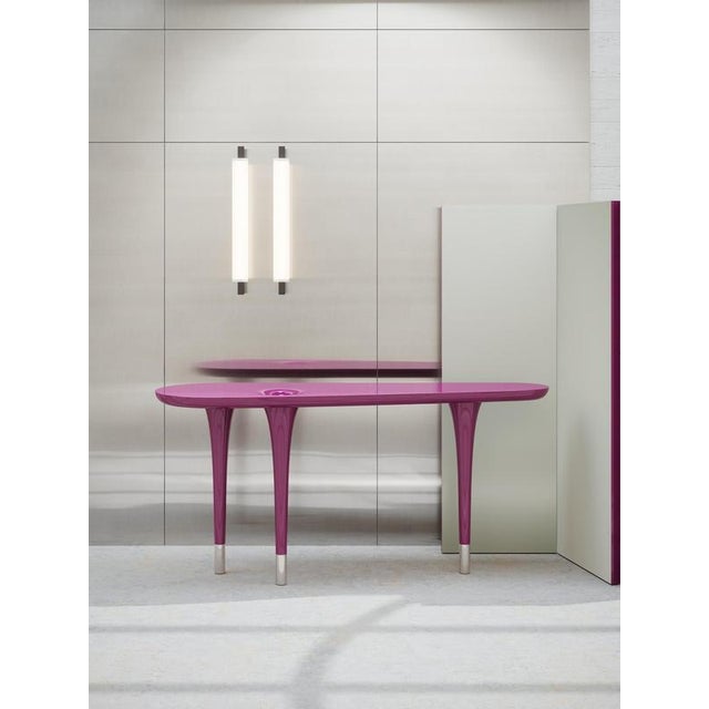Purple Delphine Console Table with Traffic Purple Lacquer Finish by Ultramobili For Sale - Image 8 of 12