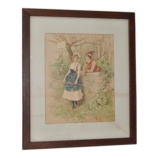 19th C. Antique Romance Print For Sale