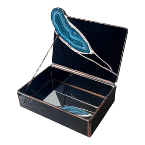 Decorative Geode and Black Glass Jewelry Box by Don Drumm, Late 20th Century