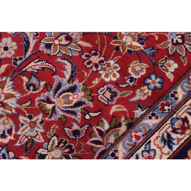 Shabby Chic Antique Red/Blue Wool Rug - 9'3'' X 13'8'' For Sale In New York - Image 6 of 10