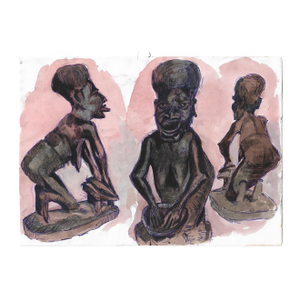 Ivy Attwell Africa Fertility Statue Watercolor
