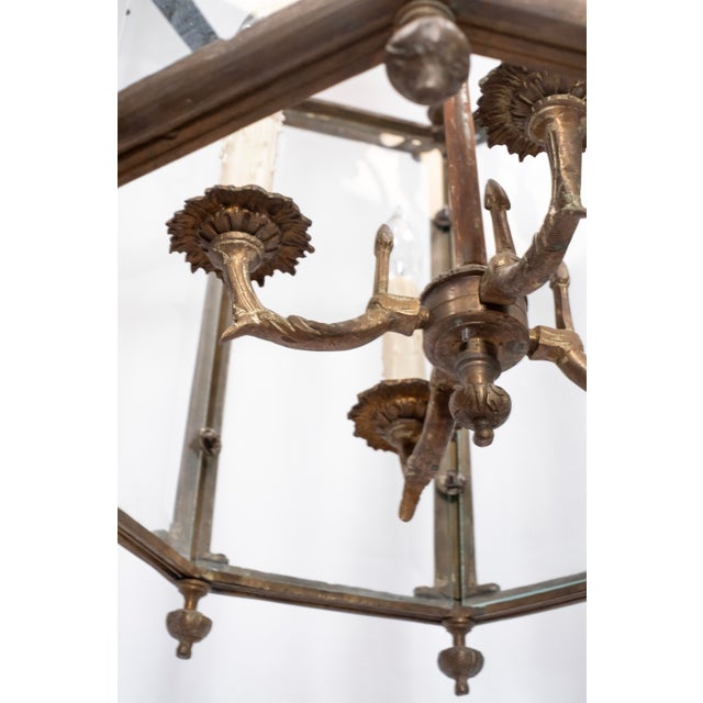 1900 - 1909 1900s Large Octagonal Glass Lantern For Sale - Image 5 of 10