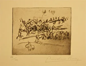 Anselmo Bucci, En Selle, Etching, 1917