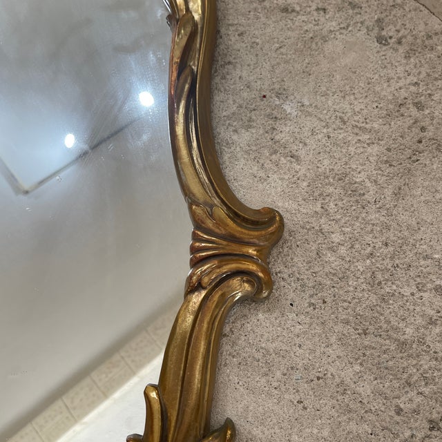 1960s Gilt Resin Oval Wall Mirror by Syrco Inc. Usa For Sale - Image 4 of 11