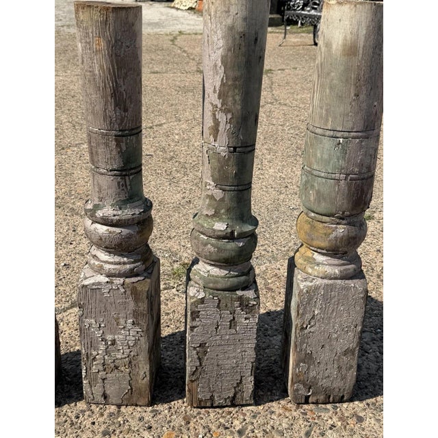 Antique French Farmhouse Turn Carved Wooden Baluster Spindle Table Legs Set of 4 For Sale - Image 15 of 17