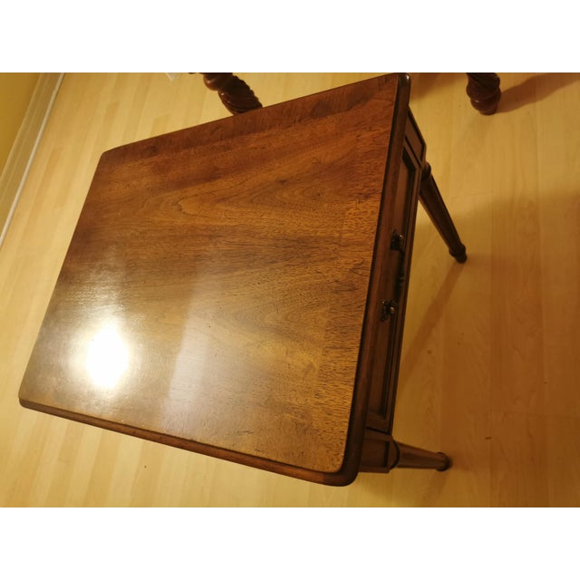 Mid-Century Modern 1960s Vintage Henredon Nightstand Side Table, Mid Century Modern Campaign Bedside Table, Brass Pulls For Sale - Image 3 of 10