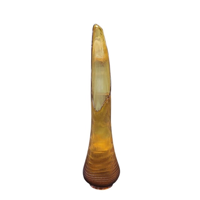 Amber 1960s Large Le Smith Nubby 32" Swung Vase Amber For Sale - Image 8 of 8