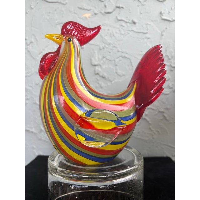 Contemporary Lenox Hand-Blown Multicolor Art Glass Rooster Figurine For Sale - Image 3 of 8