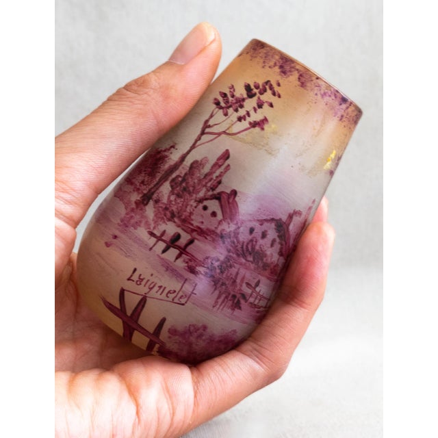 Art Nouveau Laignelet Pink Glass Vase, 1890s For Sale - Image 11 of 18