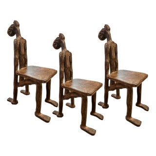 1960s Carved Figures Series - Set of Three Sculptural Chairs For Sale