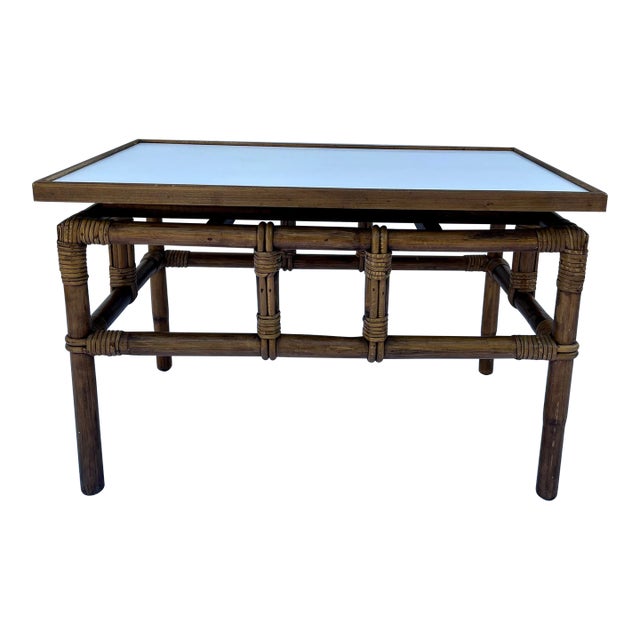 Ficks Reed 1950’s Rattan Far Horizons End Table For Sale