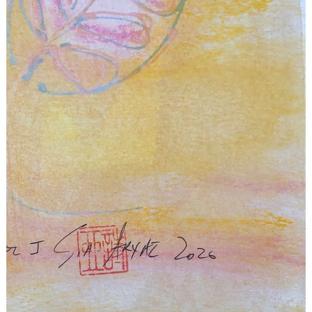 Abstract Whisper. I Yellow Abstract Botanical Painting For Sale - Image 3 of 5