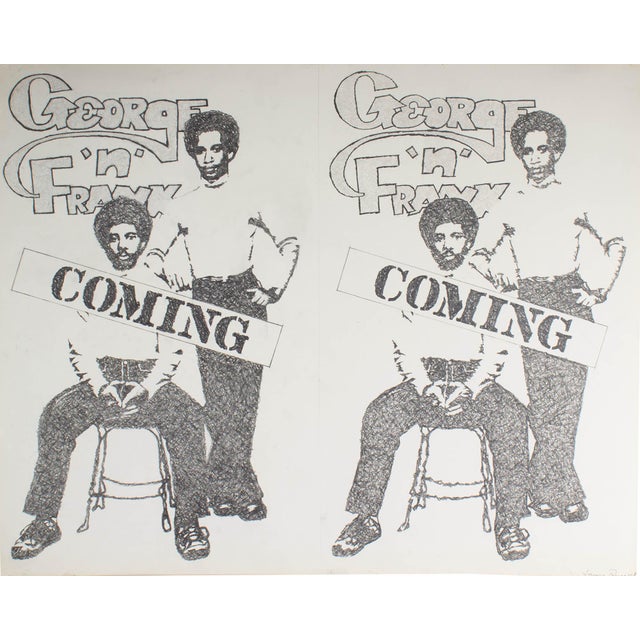 A graphite drawing by American artist James Spencer Russell (1915-2000). Titled "George N' Frank Coming," the composition...