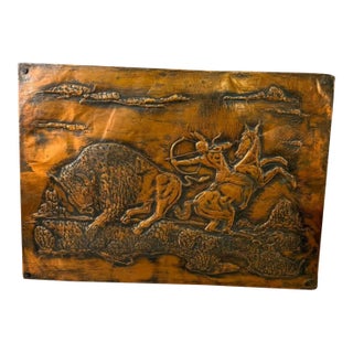Handmade Embossed Copper or Brass Wall Art Plaque For Sale