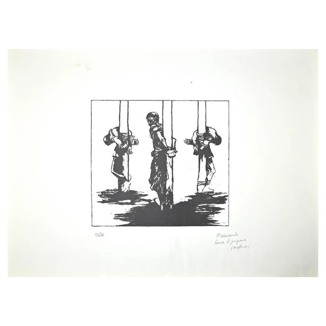 Pietro Morando, Prisoners in Hungary, Original Lithograph, 1950s For Sale