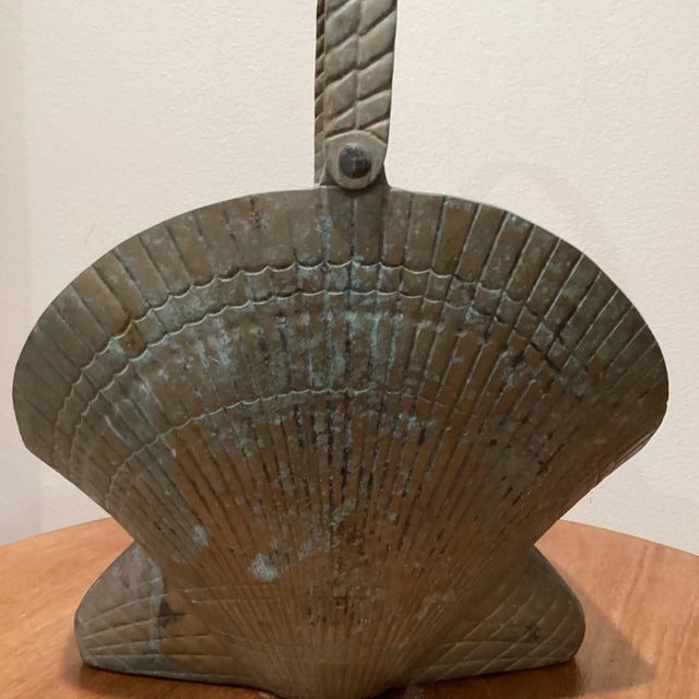 Vintage Brass Sea Shell Basket Pot Planter For Sale - Image 9 of 13