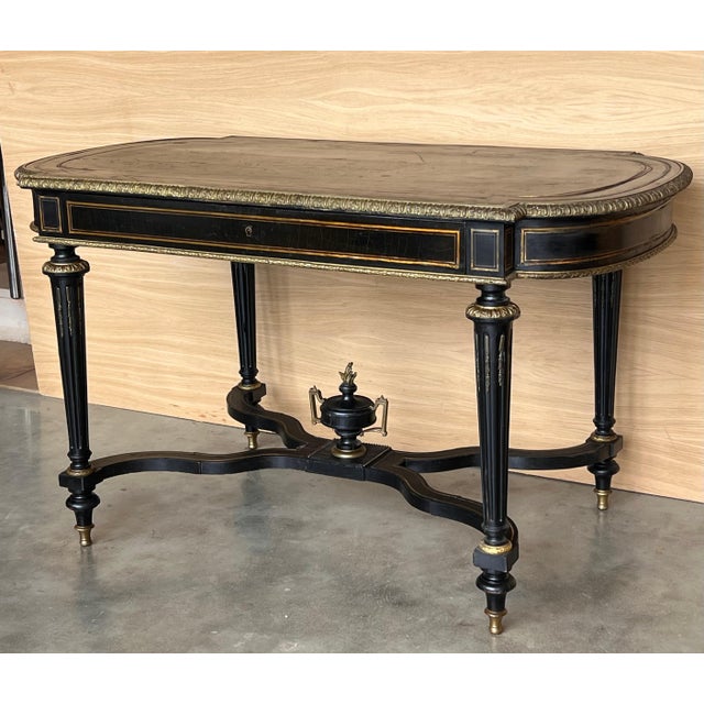 Mid 19th Century Ebonized Center or Writing Desk Table, Napoleon III Period For Sale - Image 17 of 18