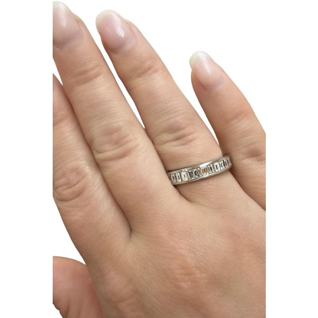 Tiffany and Co. Tiffany & Co., 3.60 Carats Baguette Cut Diamond Eternity Band, Size 8 For Sale - Image 4 of 4