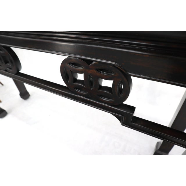 Baker Furniture Company Ebonized Mahogany Cane Top Asian Influence Console Table For Sale - Image 4 of 10
