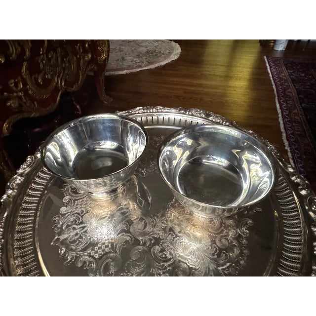 Oneida Vintage Silver Plate Bowls by Oneida Silversmiths and WeberWilcox IS - Pair For Sale - Image 4 of 13