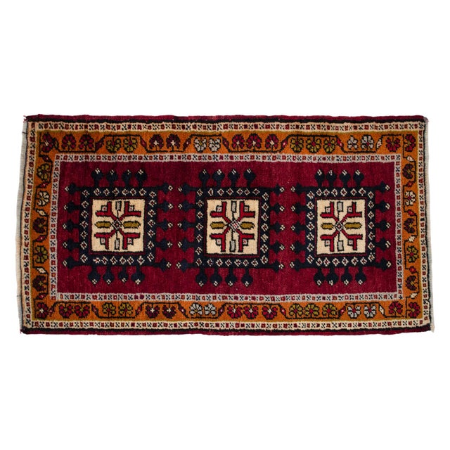 1970s Hand Knotted Turkish Rug, Door Mat, Entryway Rug, Bath Mat, Kitchen Decor, Small Rug - 1′8″ × 3′1″ For Sale - Image 6 of 13