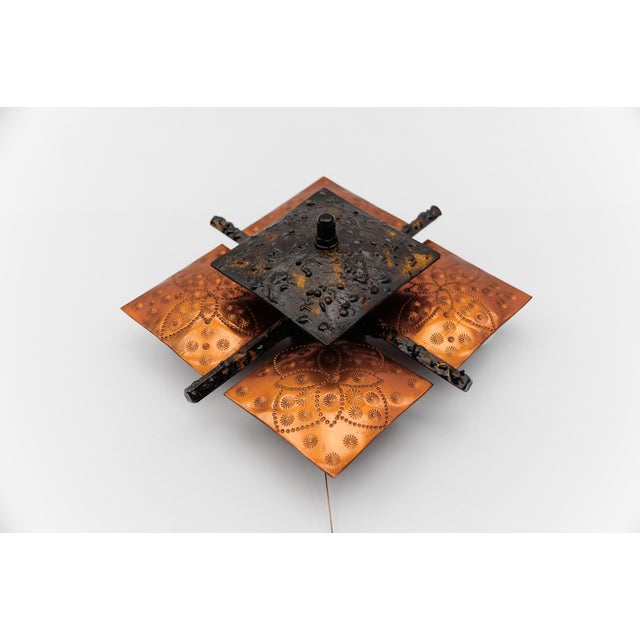 Black Mid-Century Modern Wall Lamp in Iron and Copper, 1960s For Sale - Image 8 of 11
