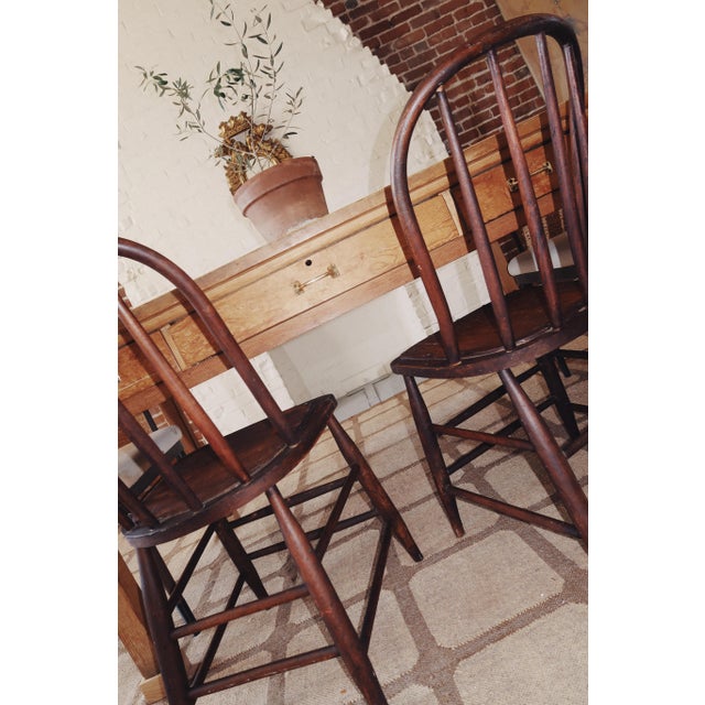 Pair of Vintage Windsor Farmhouse Chairs With Spindle Backs in Solid Wood For Sale - Image 11 of 12