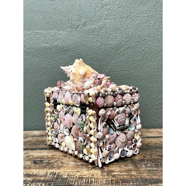 Vintage Shell Embellished Decorative Box For Sale - Image 4 of 12