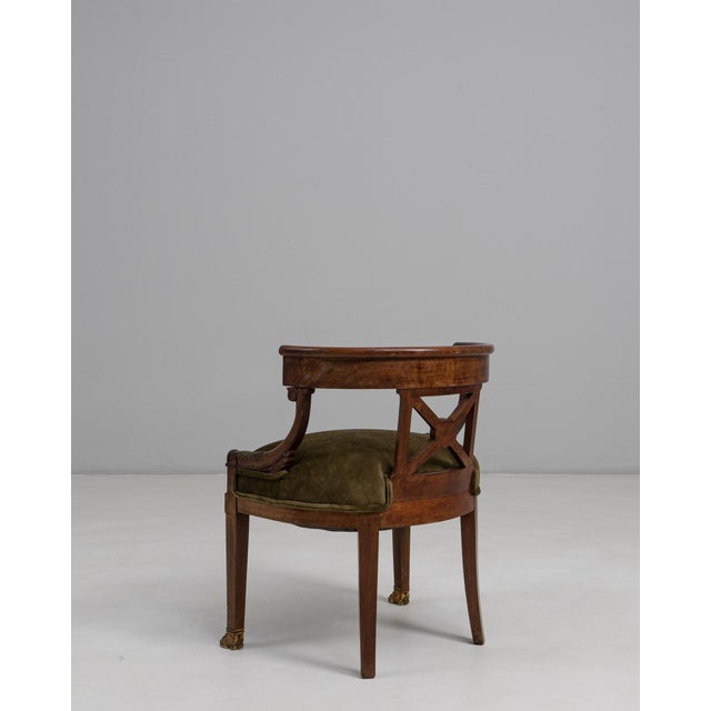 Traditional 19th Century French Empire Style Tub Chair In Original Patina For Sale - Image 3 of 18