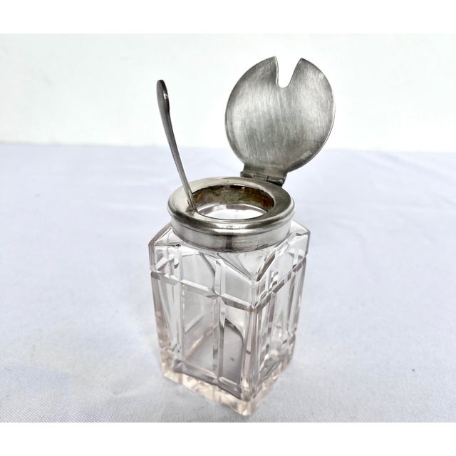 Late 1800s Victorian Silver and Cut Crystal Cruet Set With Carrier For Sale - Image 9 of 14