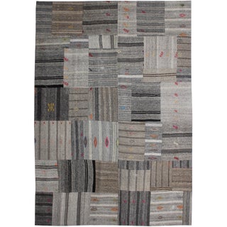 Hand Knotted Patchwork Kilim by Aara Rugs Inc. - 8′8″ × 11′8″ For Sale