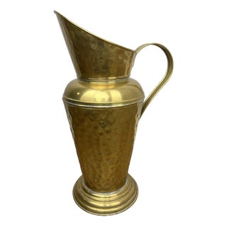 Vintage Umbrella Stand in Hammered Brass For Sale